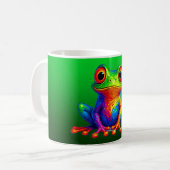 Mug mit einem hellen Frosch. Kaffeetasse (Vorderseite Links)