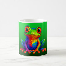Mug mit einem hellen Frosch.