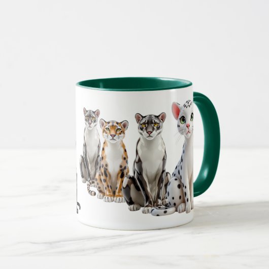 Mug mit einer Leoparden-Versammlung. Tasse (VorderseiteRechts)
