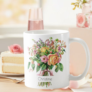Mug mit Geburtsblumen Juni   Rosen & Jelängerjelie Kaffeetasse