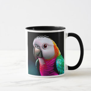 Mug mit Papagei mit schönen Satinfarben. Tasse