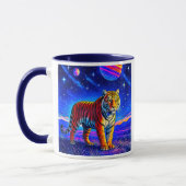 Mug mit starkem Tiger unter einem Sternenhimmel. Tasse (Links)