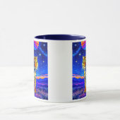 Mug mit starkem Tiger unter einem Sternenhimmel. Tasse (Zentrum)