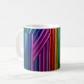 Mug mit stilisiertem Farblichtbogendesign. Kaffeetasse (Vorderseite Links)