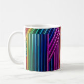Mug mit stilisiertem Farblichtbogendesign. Kaffeetasse (Links)