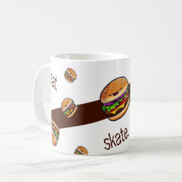 Mug Motiv Burger Kawaii "eat skate repeat" Kaffeetasse