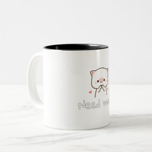Mug of Sleepy Cat– Need Moar Naps Zweifarbige Tasse (Vorderseite Links)