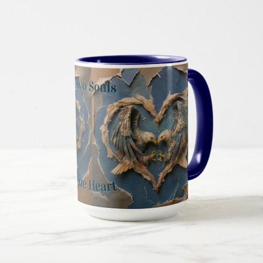 Mug Paper Cut Eagle Two Souls One Heart Tasse (VorderseiteRechts)