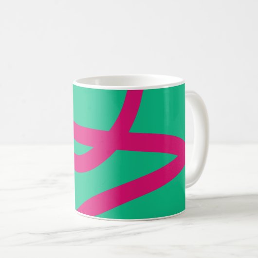 Mug – Pink Lines on Green Kaffeetasse (VorderseiteRechts)