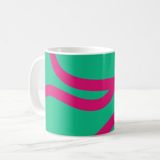 Mug – Pink Lines on Green Kaffeetasse (Vorderseite Links)