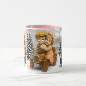 Mug Retro. Kinder im alten Auto. Tasse (Zentrum)
