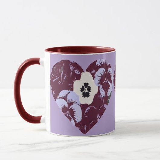 Mug Saint-Valentin "Cœur de Violettes"  Tasse (Links)