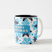 Mug Snowflake Pattern with Merry Christm Zweifarbige Tasse (VorderseiteRechts)