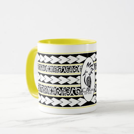 Mug Tribal Ethnic Gelb Tasse (Vorderseite Links)