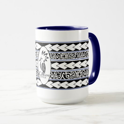 Mug Tribal Ethnic Marine Blue Tasse (VorderseiteRechts)