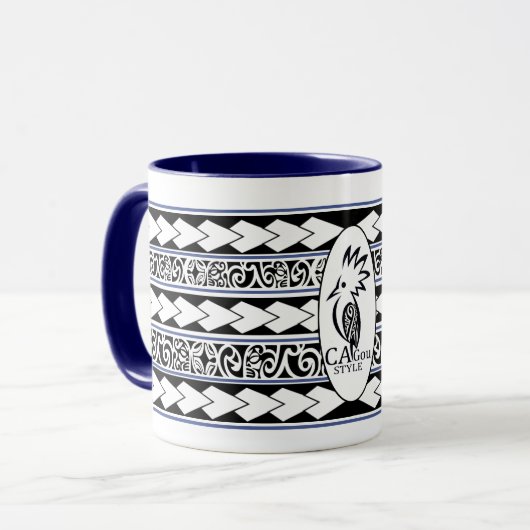 Mug Tribal Ethnic Marine Blue Tasse (Vorderseite Links)