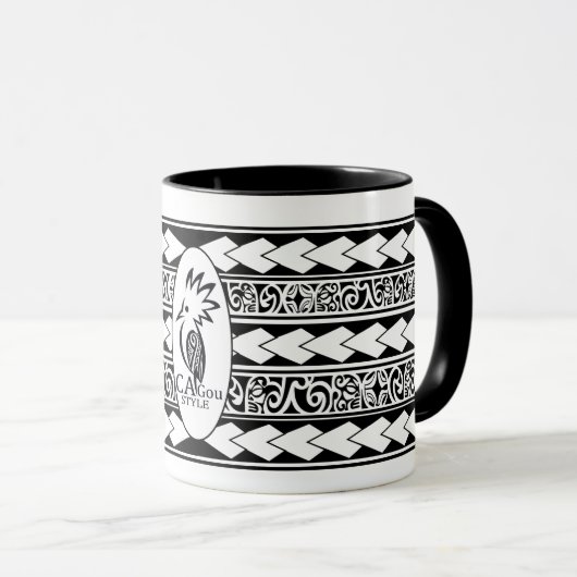 Mug Tribal Ethnic Noir Tasse (VorderseiteRechts)