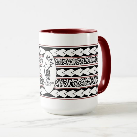Mug Tribal Ethnic Rouge Bordeaux Tasse (VorderseiteRechts)