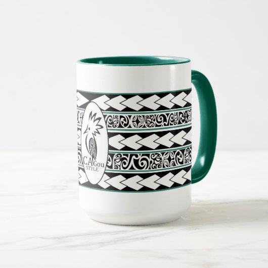 Mug Tribal Ethnic Vert Chasseur Tasse (VorderseiteRechts)