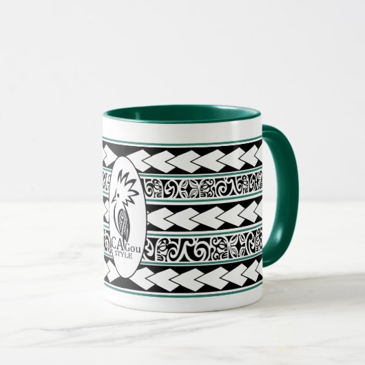 Mug Tribal Ethnic Vert Chasseur Tasse (VorderseiteRechts)