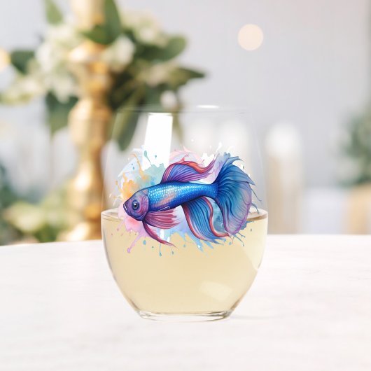 Mug - Watercolor Series: Betta Fish Weinglas Ohne Stiel (Insitu (Hochzeit))