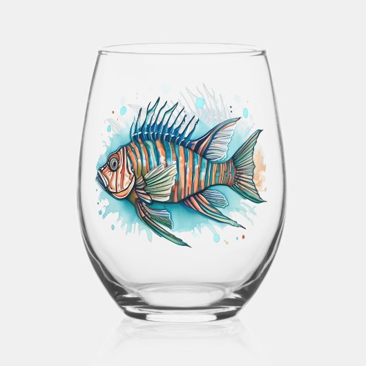Mug - Watercolor Series: Lionfish Weinglas Ohne Stiel (Vorderseite)