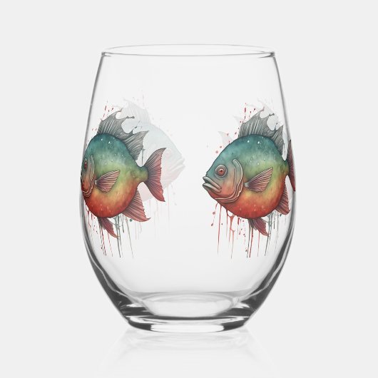 Mug - Watercolor Series: Piranha Weinglas Ohne Stiel (Vorderseite)