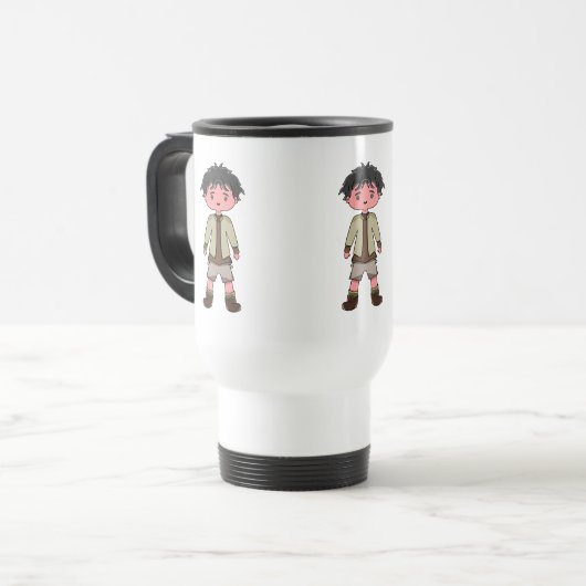 mug with cartoon character boy reisebecher (Vorderseite Links)