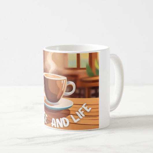 Mug with personalized photo (Coffee and life) Kaffeetasse (VorderseiteRechts)