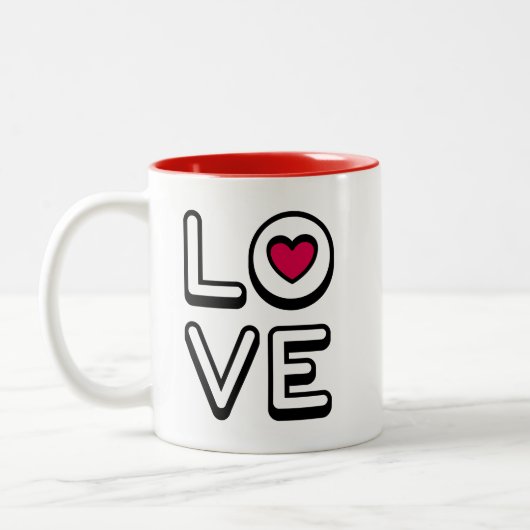 Mug with the word LOVE Zweifarbige Tasse (Links)