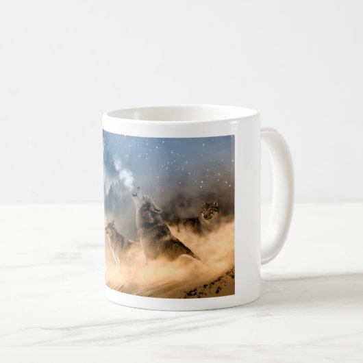 Mug, WOOD SCREEN, howling wolf, photo Kaffeetasse (VorderseiteRechts)