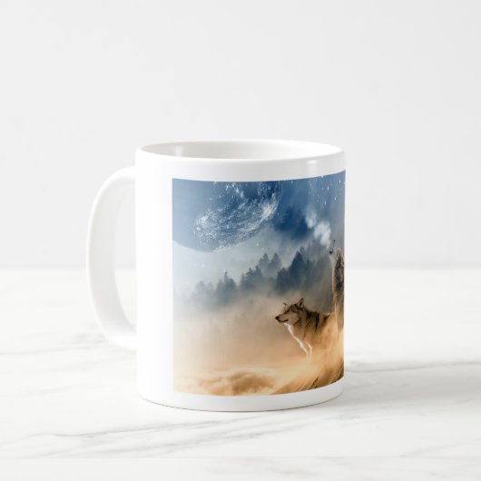 Mug, WOOD SCREEN, howling wolf, photo  Kaffeetasse (Vorderseite Links)