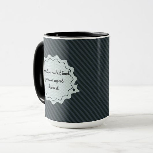 Mug Zitat von Ovide auf Englisch - grau und schwar Tasse (Vorderseite Links)