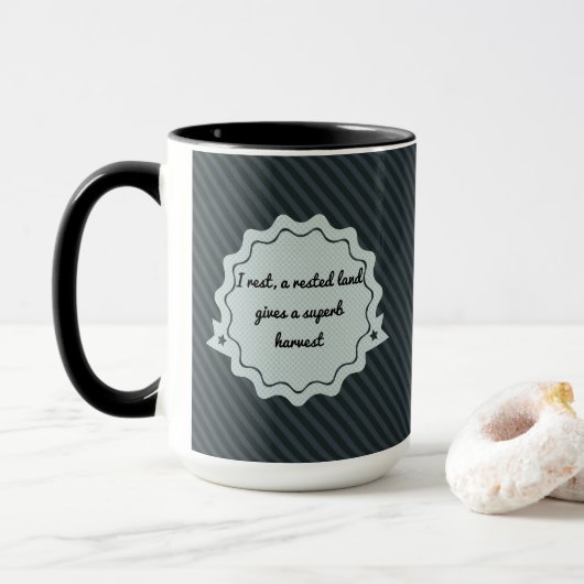 Mug Zitat von Ovide auf Englisch - grau und schwar Tasse (Mit Donut)