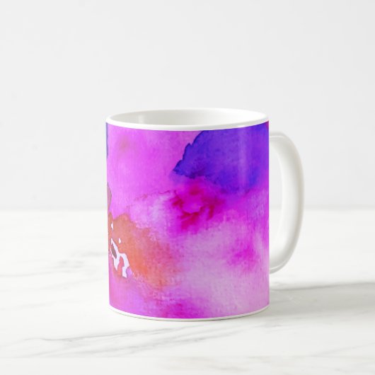 Muga-Tasse für ein Geschenk, Schriftzug Aquarell Kaffeetasse (VorderseiteRechts)