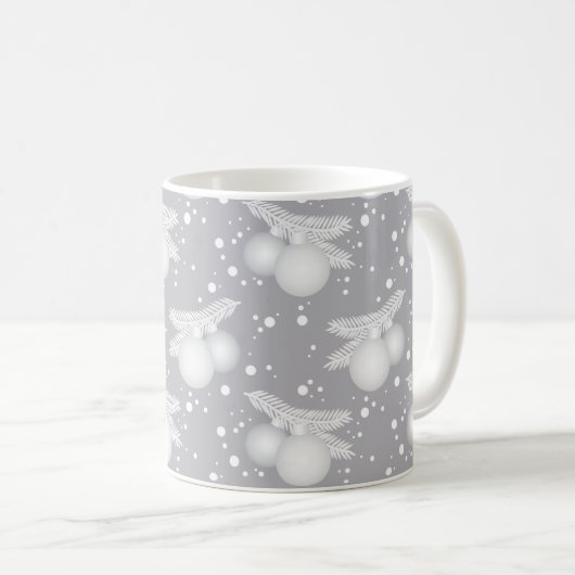 Mugg med julgranskulor, grå kaffeetasse (VorderseiteRechts)
