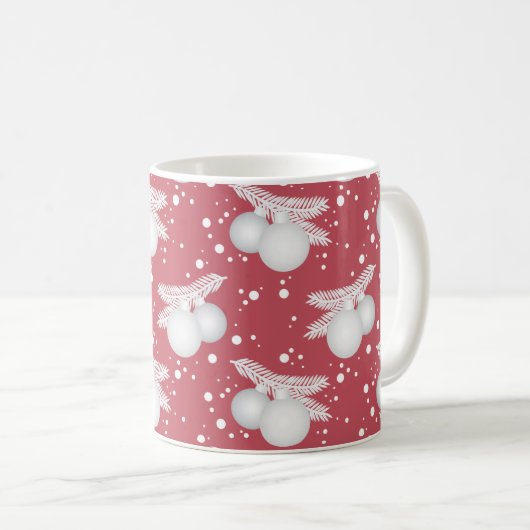 Mugg med julgranskulor, röd kaffeetasse (VorderseiteRechts)