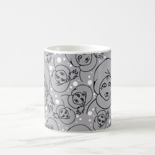 Mugg med tomtekatter, grå kaffeetasse (Mittel)