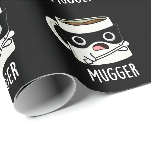 Mugger Funny Mug Puns Dark BG Geschenkpapier (Rolleneckpunkt)
