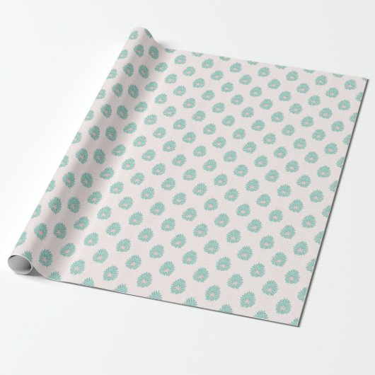 Mughal Bloom Dot in Teal and Flamingo Geschenkpapier (Ungerollt)