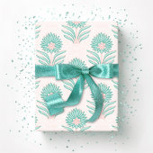 Mughal Bloom in Teal and Flamingo Geschenkpapier