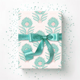 Mughal Bloom in Teal and Flamingo Geschenkpapier