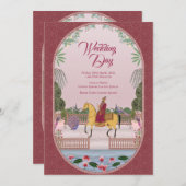 Mughal Design Hochzeit Einladung (Vorne/Hinten)