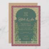 Mughal Design Hochzeitseinladung Einladung (Vorne/Hinten)