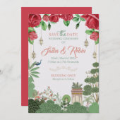 Mughal Design Hochzeitseinladung Einladung (Vorne/Hinten)