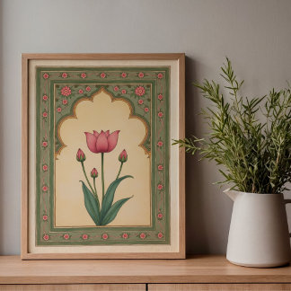 Mughal Floral Bogen Indischer Wandkunst Druck Poster