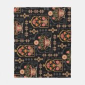 Mughal Floral Motif: Schwarz Nahtlos. Fleecedecke (Vorderseite)
