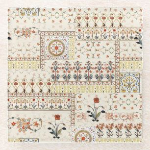 Mughal Floral Paisley: Ethnic Digital Elegance. Glasuntersetzer