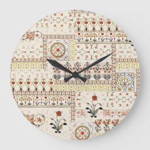 Mughal Floral Paisley: Ethnic Digital Elegance. Große Wanduhr