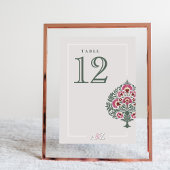 Mughal Floral Wedding Tischnummer Card - Elegant